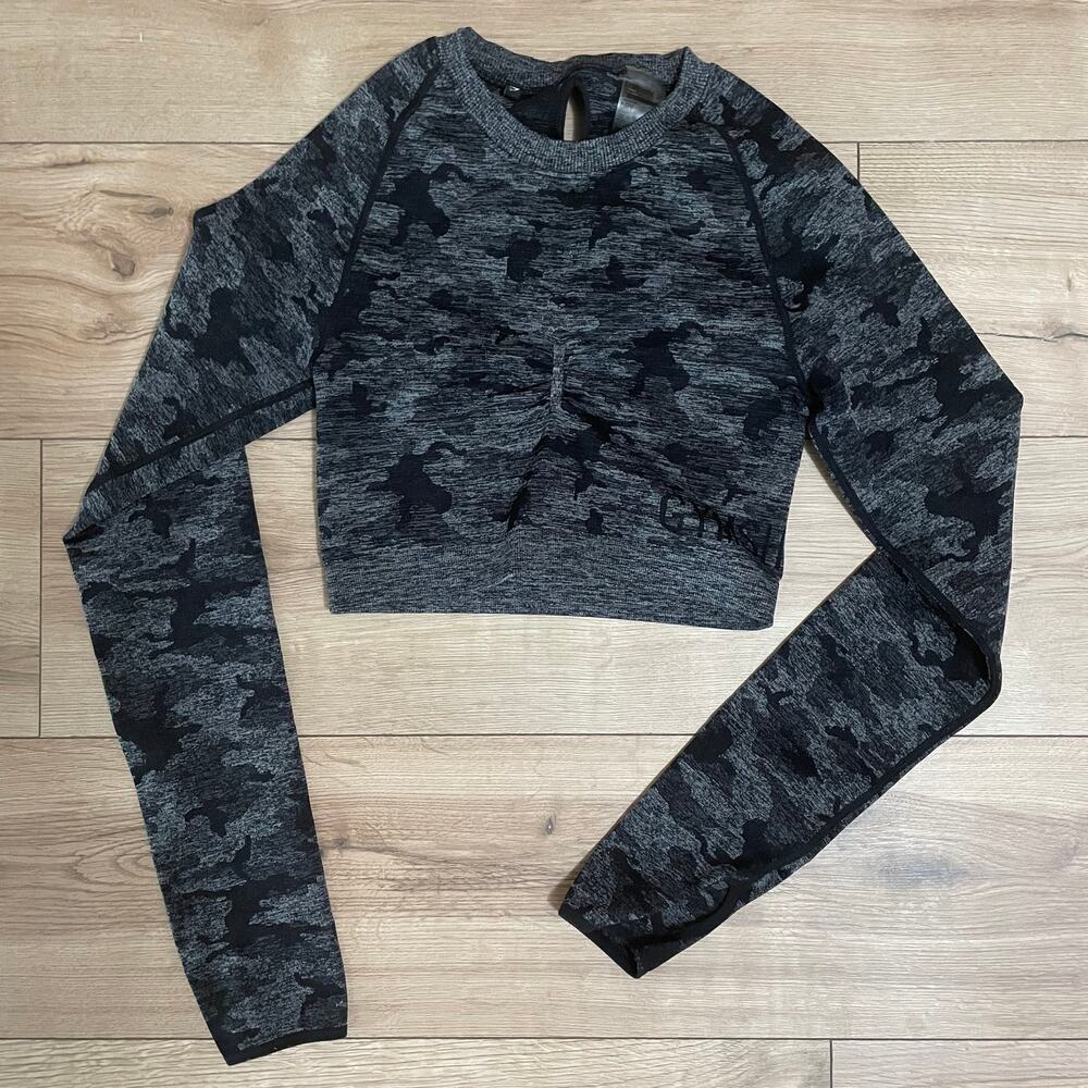 Gymshark Dry Adapt Seamless Long Sleeve Top Medium Camo